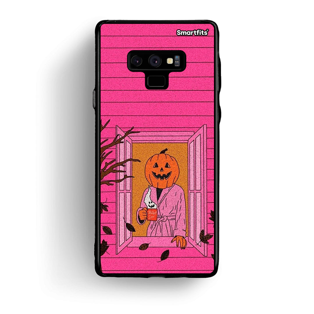 samsung note 9 Halloween Pumpkin Lady Θήκη από τη Smartfits με σχέδιο στο πίσω μέρος και μαύρο περίβλημα | Smartphone case with colorful back and black bezels by Smartfits