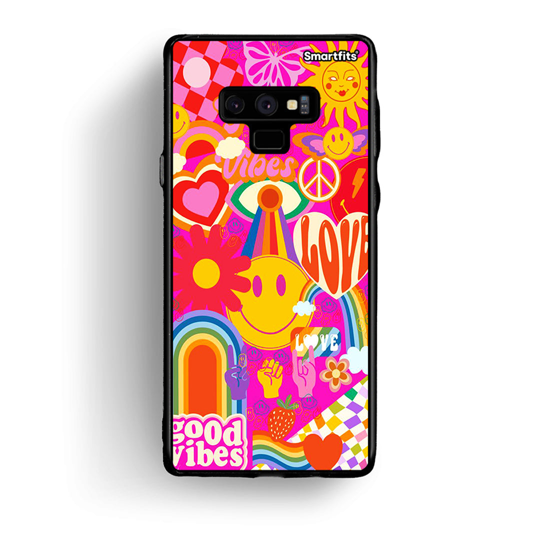 samsung note 9 Hippie Love θήκη από τη Smartfits με σχέδιο στο πίσω μέρος και μαύρο περίβλημα | Smartphone case with colorful back and black bezels by Smartfits