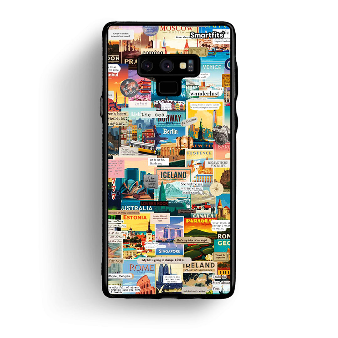 samsung note 9 Live To Travel θήκη από τη Smartfits με σχέδιο στο πίσω μέρος και μαύρο περίβλημα | Smartphone case with colorful back and black bezels by Smartfits