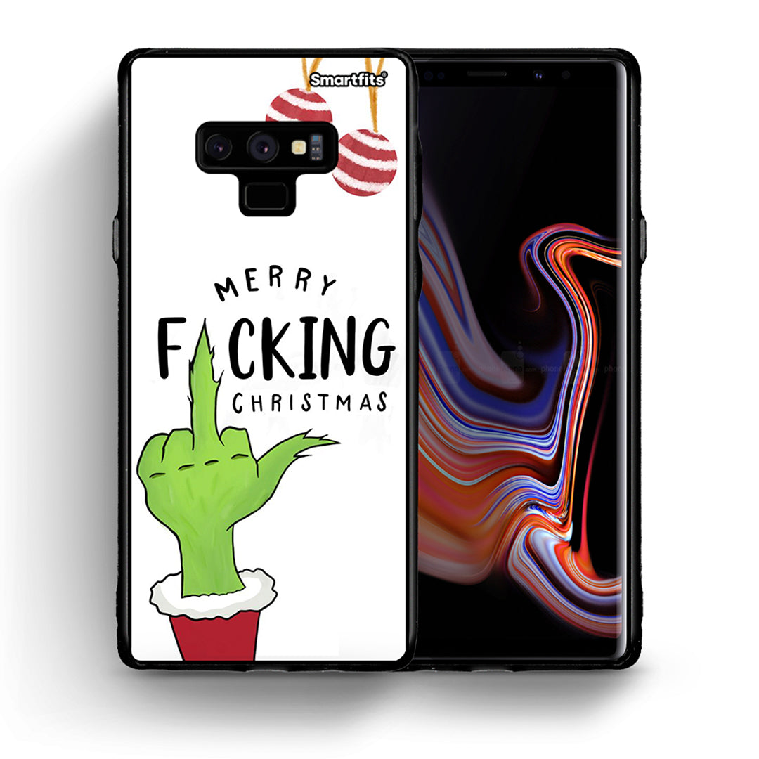 Θήκη Samsung Note 9 Merry F Xmas από τη Smartfits με σχέδιο στο πίσω μέρος και μαύρο περίβλημα | Samsung Note 9 Merry F Xmas case with colorful back and black bezels