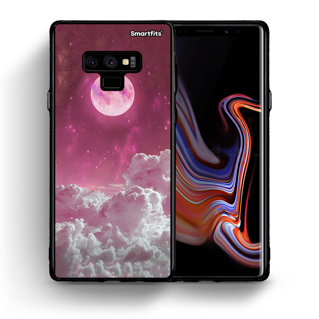 Θήκη Samsung Note 9 Pink Moon από τη Smartfits με σχέδιο στο πίσω μέρος και μαύρο περίβλημα | Samsung Note 9 Pink Moon case with colorful back and black bezels