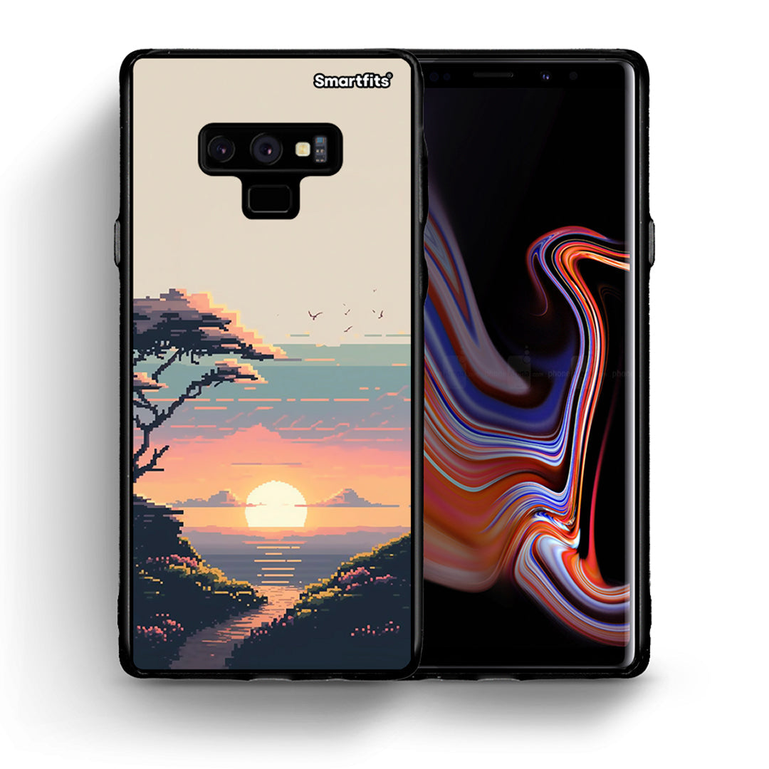 Θήκη Samsung Note 9 Pixel Sunset από τη Smartfits με σχέδιο στο πίσω μέρος και μαύρο περίβλημα | Samsung Note 9 Pixel Sunset case with colorful back and black bezels