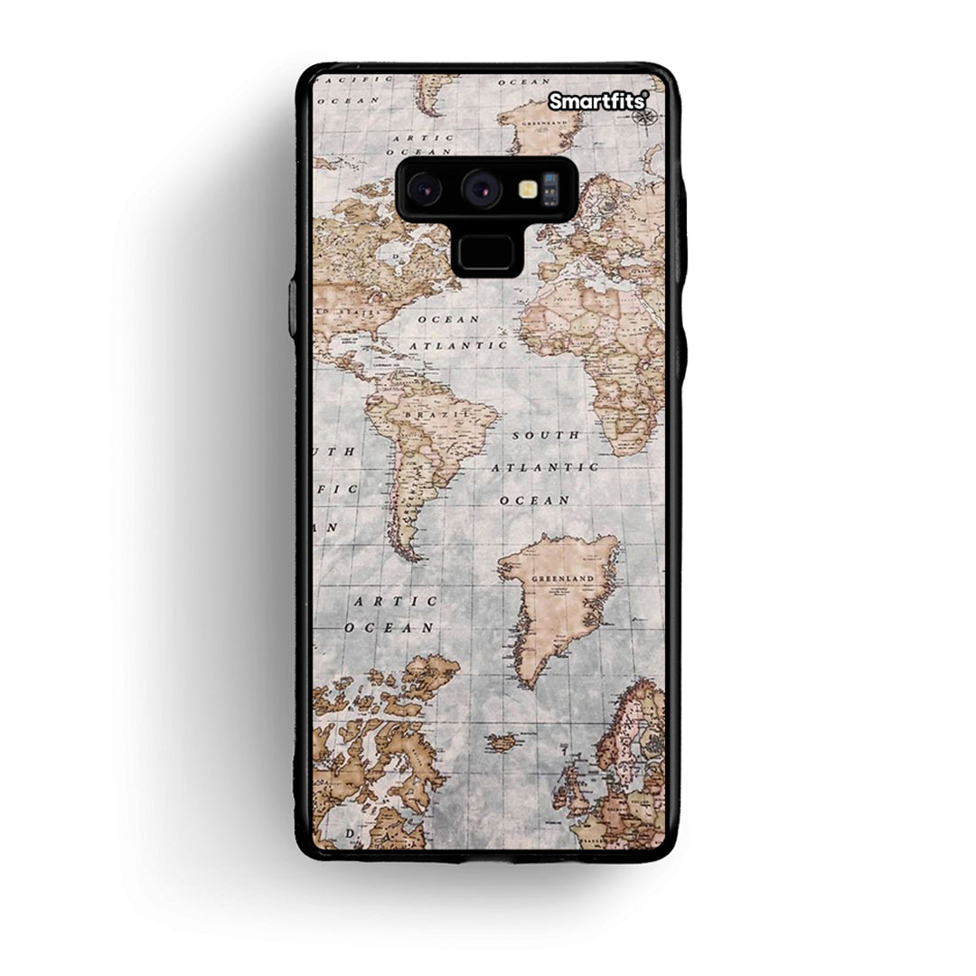 samsung note 9 World Map Θήκη από τη Smartfits με σχέδιο στο πίσω μέρος και μαύρο περίβλημα | Smartphone case with colorful back and black bezels by Smartfits