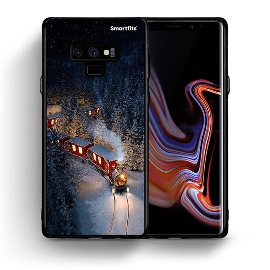 Θήκη Samsung Note 9 Xmas Train από τη Smartfits με σχέδιο στο πίσω μέρος και μαύρο περίβλημα | Samsung Note 9 Xmas Train case with colorful back and black bezels