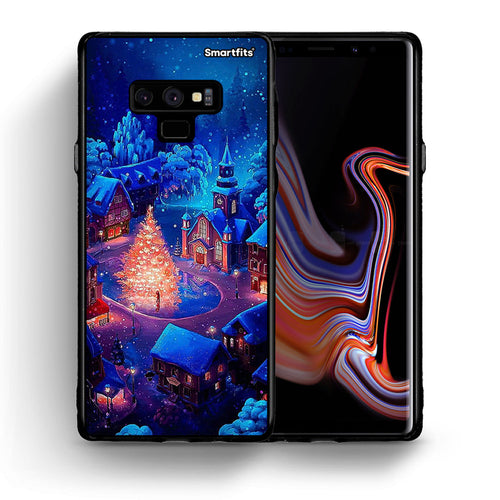 Θήκη Samsung Note 9 Xmas Village από τη Smartfits με σχέδιο στο πίσω μέρος και μαύρο περίβλημα | Samsung Note 9 Xmas Village case with colorful back and black bezels