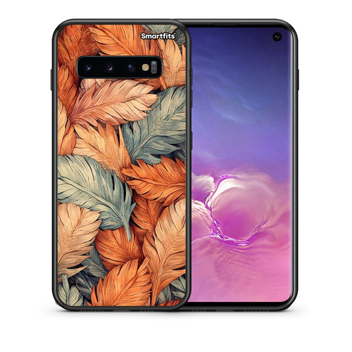 Θήκη Samsung S10 Autumn Leaves από τη Smartfits με σχέδιο στο πίσω μέρος και μαύρο περίβλημα | Samsung S10 Autumn Leaves case with colorful back and black bezels