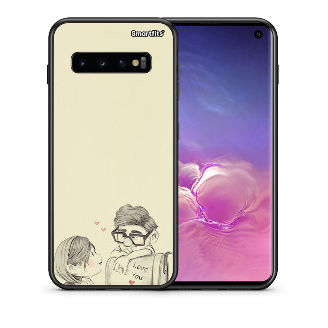 Θήκη Samsung S10 Carl And Ellie από τη Smartfits με σχέδιο στο πίσω μέρος και μαύρο περίβλημα | Samsung S10 Carl And Ellie case with colorful back and black bezels