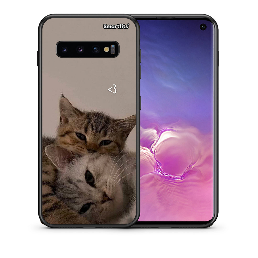 Θήκη Samsung S10+ Cats In Love από τη Smartfits με σχέδιο στο πίσω μέρος και μαύρο περίβλημα | Samsung S10+ Cats In Love case with colorful back and black bezels
