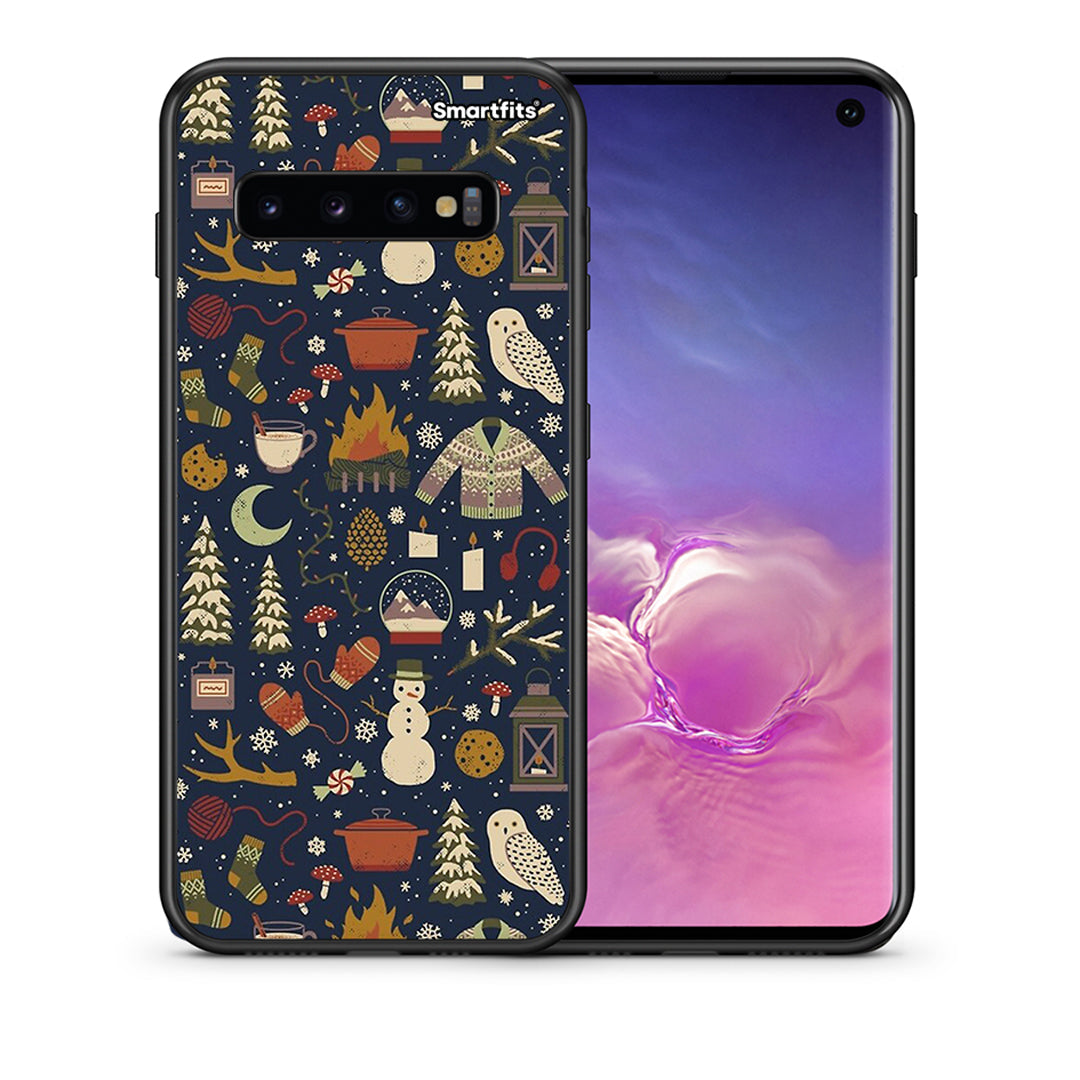 Θήκη Samsung S10 Christmas Elements από τη Smartfits με σχέδιο στο πίσω μέρος και μαύρο περίβλημα | Samsung S10 Christmas Elements case with colorful back and black bezels