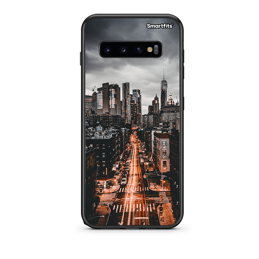 samsung s10 plus City Lights θήκη από τη Smartfits με σχέδιο στο πίσω μέρος και μαύρο περίβλημα | Smartphone case with colorful back and black bezels by Smartfits
