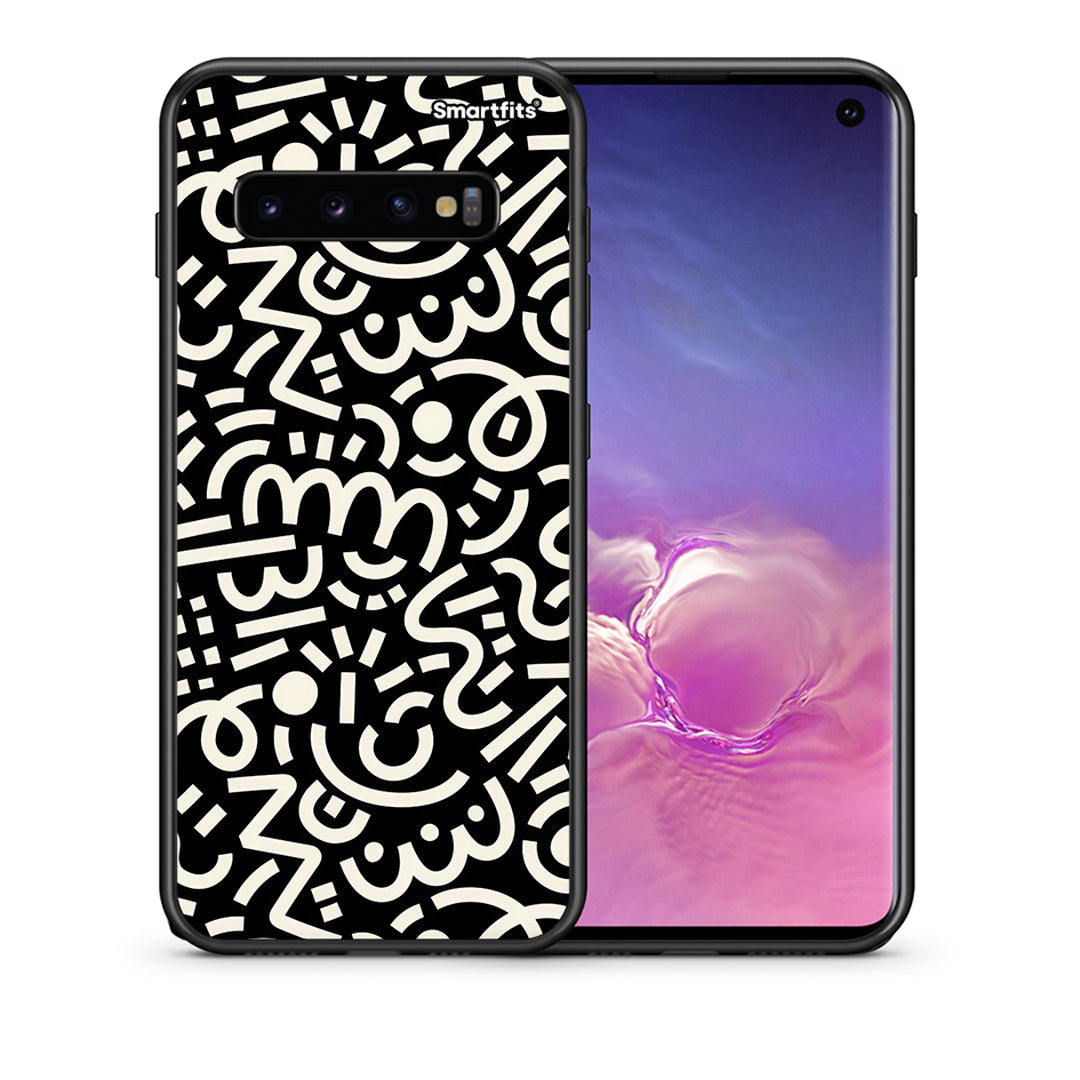 Θήκη Samsung S10+ Doodle Art από τη Smartfits με σχέδιο στο πίσω μέρος και μαύρο περίβλημα | Samsung S10+ Doodle Art case with colorful back and black bezels