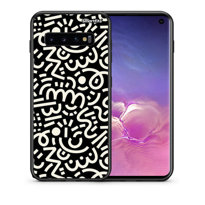 Θήκη Samsung S10+ Doodle Art από τη Smartfits με σχέδιο στο πίσω μέρος και μαύρο περίβλημα | Samsung S10+ Doodle Art case with colorful back and black bezels