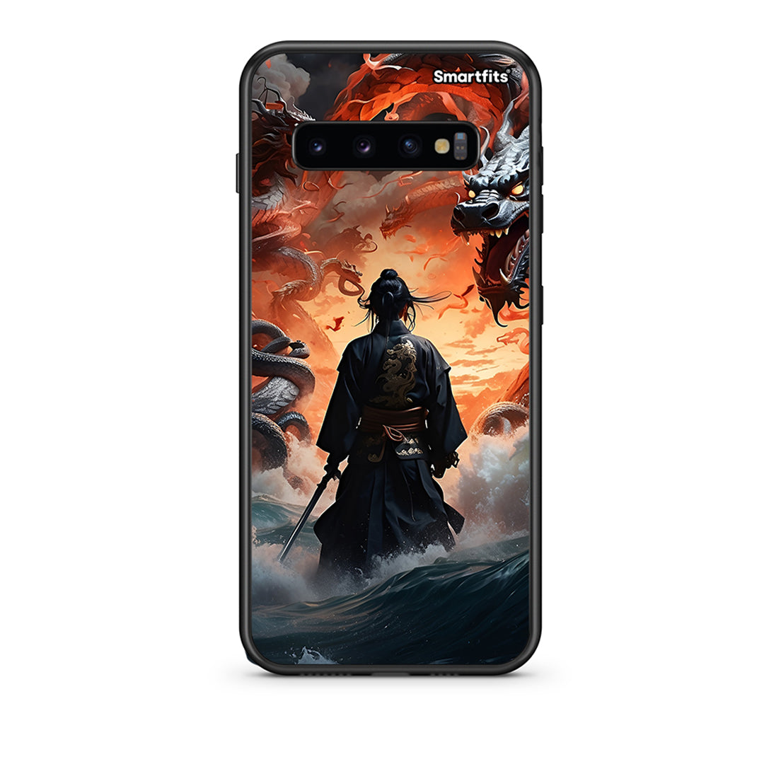 samsung s10 Dragons Fight θήκη από τη Smartfits με σχέδιο στο πίσω μέρος και μαύρο περίβλημα | Smartphone case with colorful back and black bezels by Smartfits