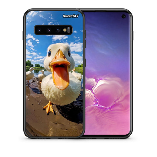 Θήκη Samsung S10 Duck Face από τη Smartfits με σχέδιο στο πίσω μέρος και μαύρο περίβλημα | Samsung S10 Duck Face case with colorful back and black bezels