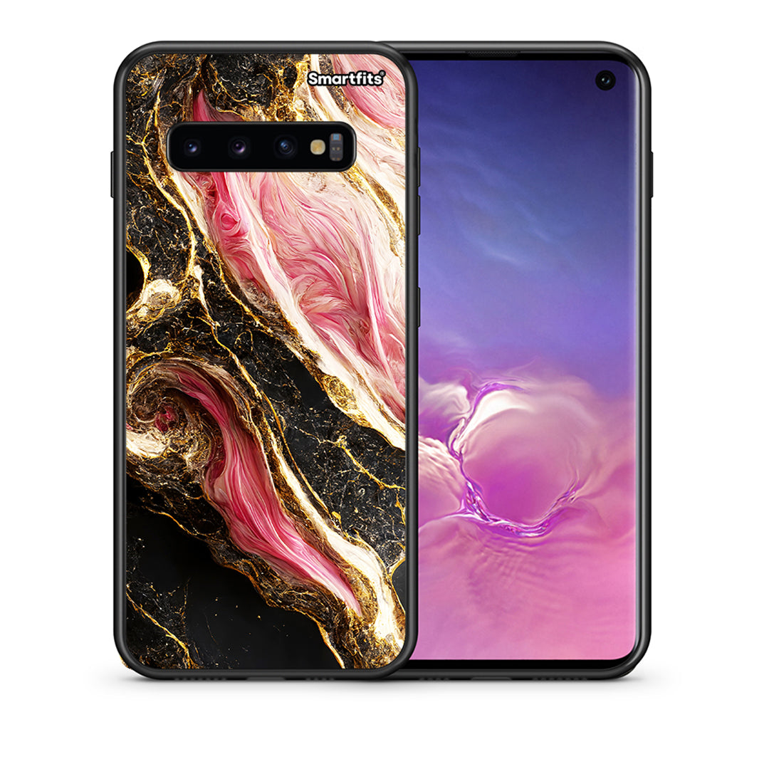 Θήκη Samsung S10 Glamorous Pink Marble από τη Smartfits με σχέδιο στο πίσω μέρος και μαύρο περίβλημα | Samsung S10 Glamorous Pink Marble case with colorful back and black bezels