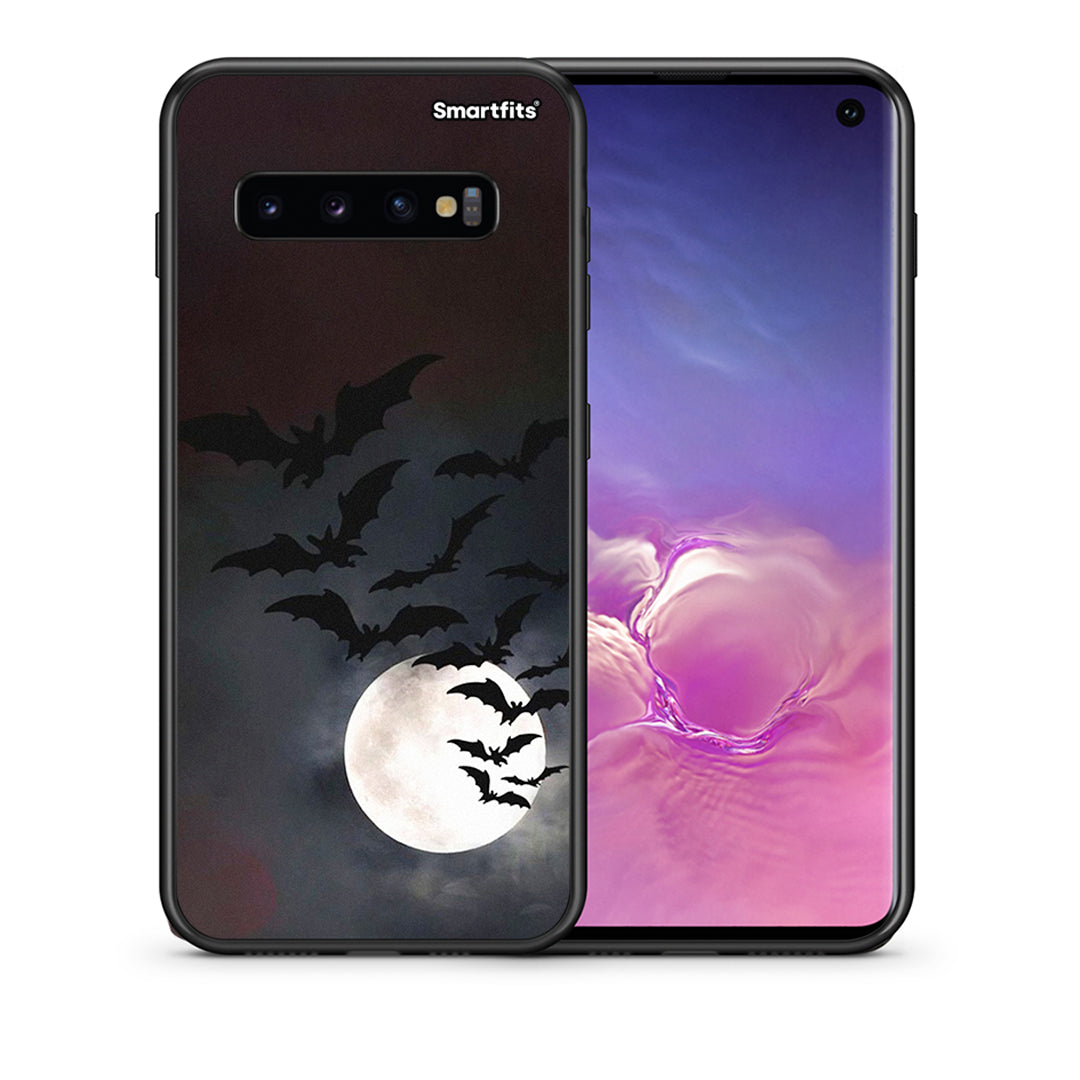 Θήκη Samsung S10 Halloween Bat Night από τη Smartfits με σχέδιο στο πίσω μέρος και μαύρο περίβλημα | Samsung S10 Halloween Bat Night case with colorful back and black bezels