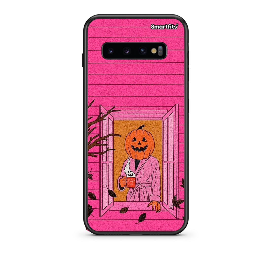 samsung s10 plus Halloween Pumpkin Lady Θήκη από τη Smartfits με σχέδιο στο πίσω μέρος και μαύρο περίβλημα | Smartphone case with colorful back and black bezels by Smartfits
