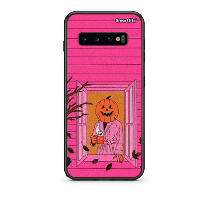 samsung s10 plus Halloween Pumpkin Lady Θήκη από τη Smartfits με σχέδιο στο πίσω μέρος και μαύρο περίβλημα | Smartphone case with colorful back and black bezels by Smartfits