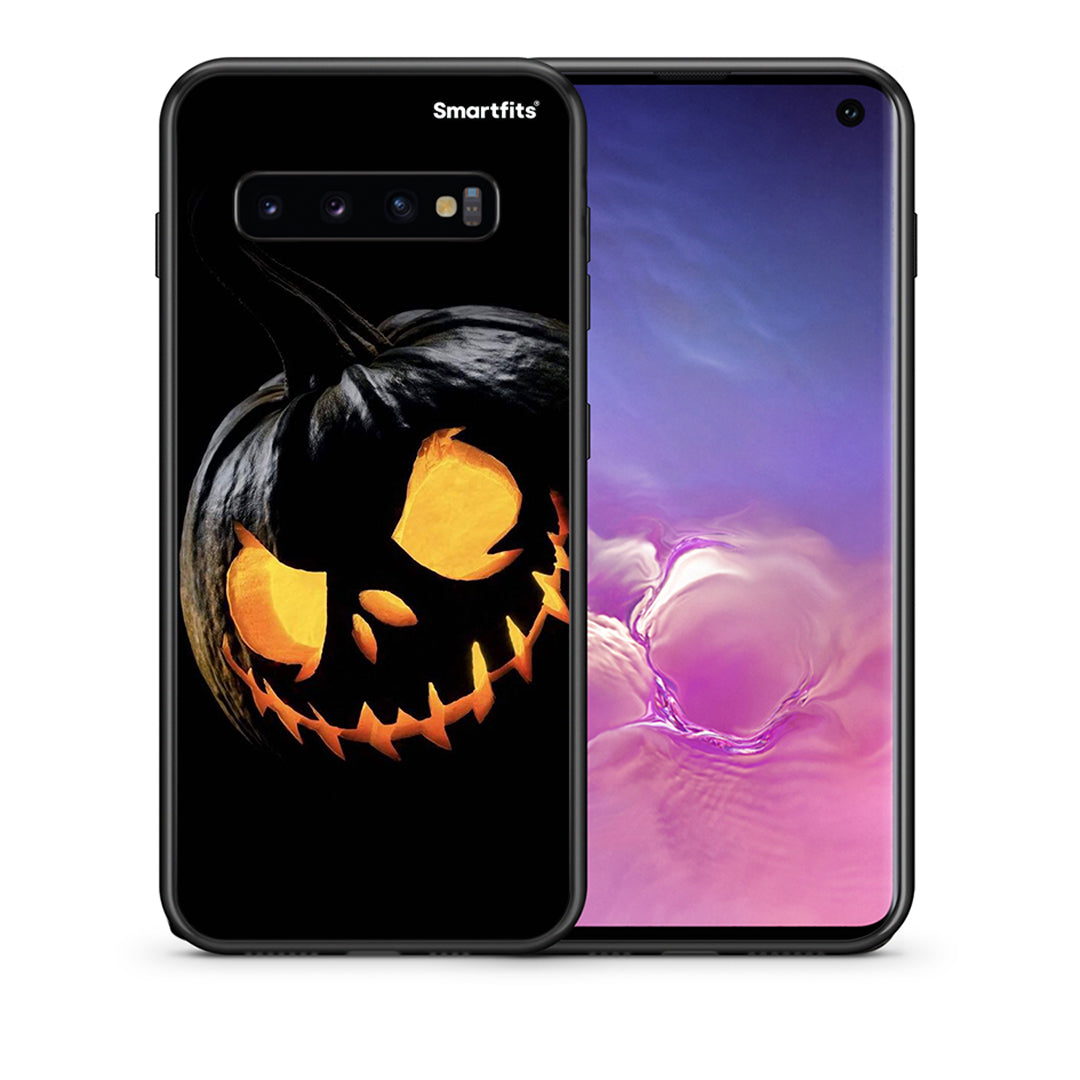 Θήκη Samsung S10+ Halloween Scary Pumpkin από τη Smartfits με σχέδιο στο πίσω μέρος και μαύρο περίβλημα | Samsung S10+ Halloween Scary Pumpkin case with colorful back and black bezels