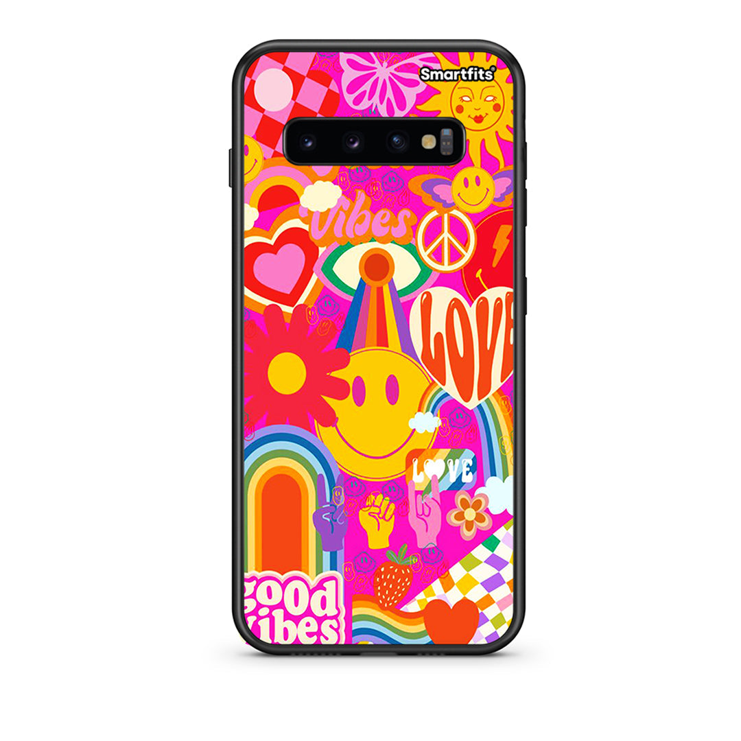 samsung s10 plus Hippie Love θήκη από τη Smartfits με σχέδιο στο πίσω μέρος και μαύρο περίβλημα | Smartphone case with colorful back and black bezels by Smartfits