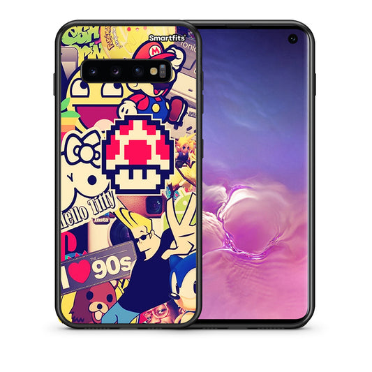 Θήκη Samsung S10 Love The 90s από τη Smartfits με σχέδιο στο πίσω μέρος και μαύρο περίβλημα | Samsung S10 Love The 90s case with colorful back and black bezels