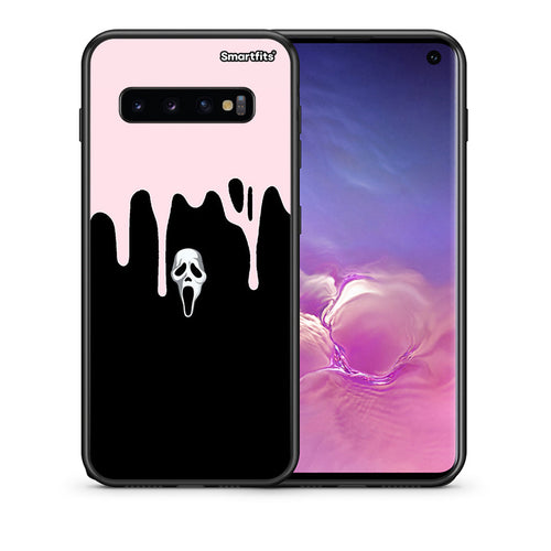 Θήκη Samsung S10+ Melting Halloween Mask από τη Smartfits με σχέδιο στο πίσω μέρος και μαύρο περίβλημα | Samsung S10+ Melting Halloween Mask case with colorful back and black bezels