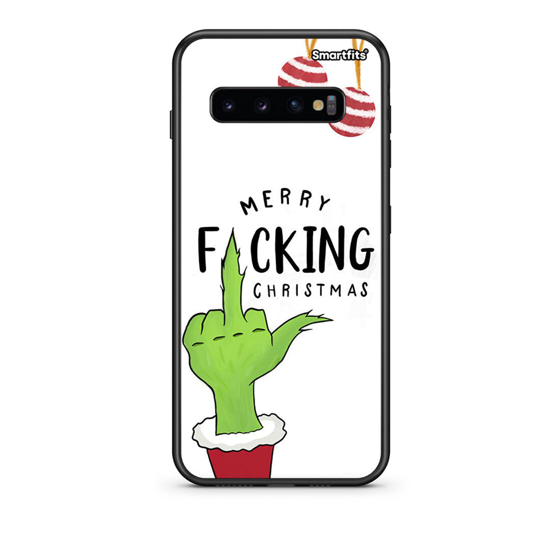 samsung s10 Merry F Xmas θήκη από τη Smartfits με σχέδιο στο πίσω μέρος και μαύρο περίβλημα | Smartphone case with colorful back and black bezels by Smartfits