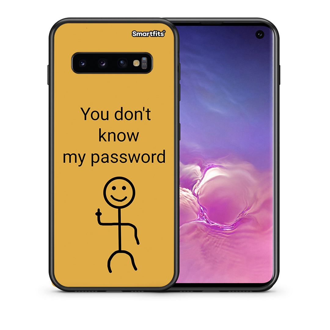 Θήκη Samsung S10 My Password από τη Smartfits με σχέδιο στο πίσω μέρος και μαύρο περίβλημα | Samsung S10 My Password case with colorful back and black bezels