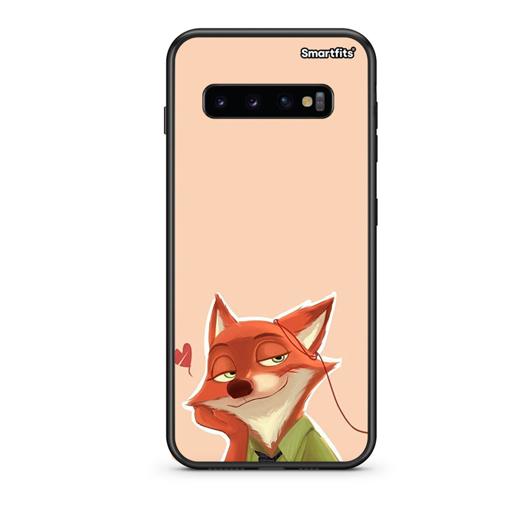 samsung s10 Nick Wilde And Judy Hopps Love 1 θήκη από τη Smartfits με σχέδιο στο πίσω μέρος και μαύρο περίβλημα | Smartphone case with colorful back and black bezels by Smartfits