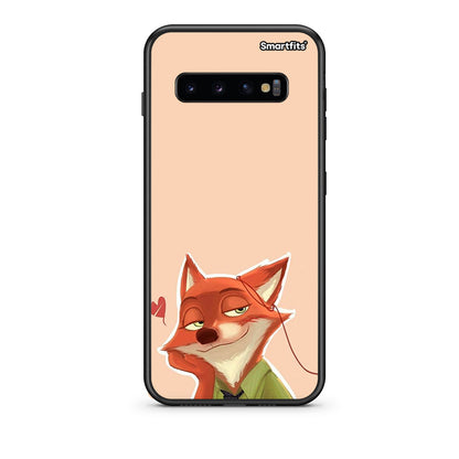 samsung s10 Nick Wilde And Judy Hopps Love 1 θήκη από τη Smartfits με σχέδιο στο πίσω μέρος και μαύρο περίβλημα | Smartphone case with colorful back and black bezels by Smartfits