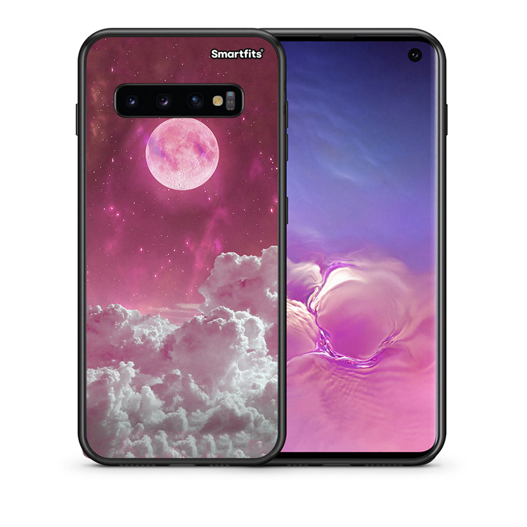 Θήκη Samsung S10 Pink Moon από τη Smartfits με σχέδιο στο πίσω μέρος και μαύρο περίβλημα | Samsung S10 Pink Moon case with colorful back and black bezels