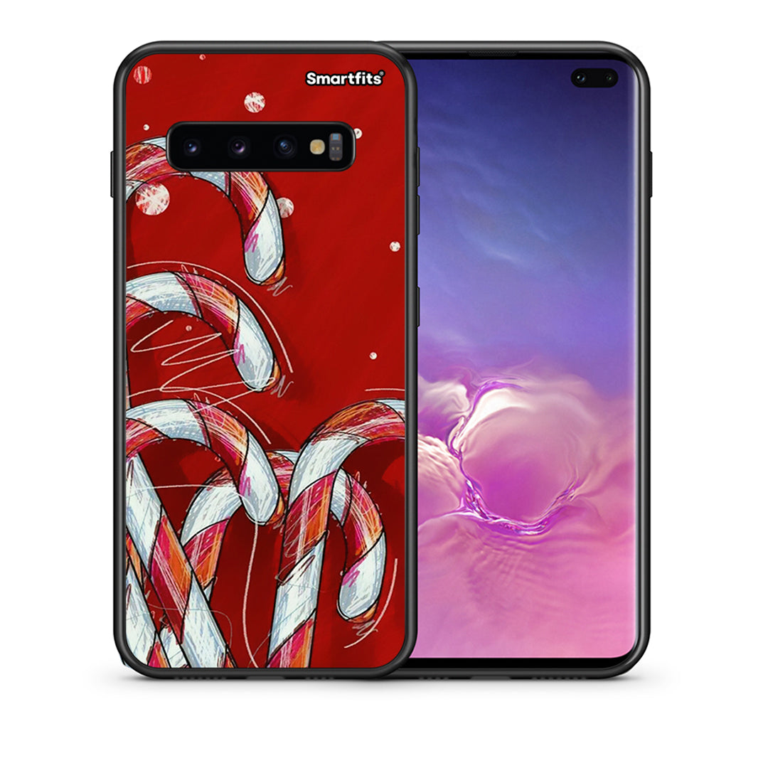 Θήκη Samsung S10+ Candy Cane από τη Smartfits με σχέδιο στο πίσω μέρος και μαύρο περίβλημα | Samsung S10+ Candy Cane case with colorful back and black bezels