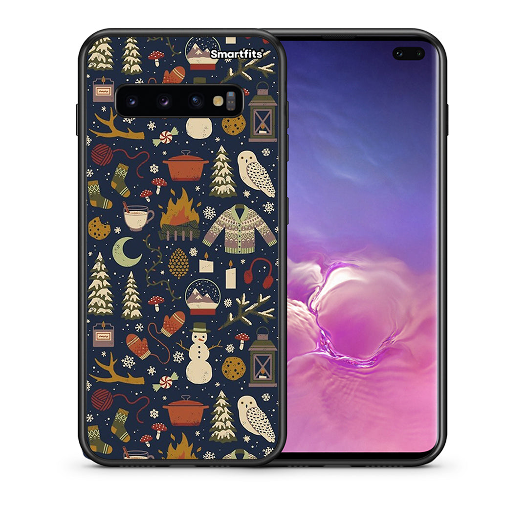 Θήκη Samsung S10+ Christmas Elements από τη Smartfits με σχέδιο στο πίσω μέρος και μαύρο περίβλημα | Samsung S10+ Christmas Elements case with colorful back and black bezels