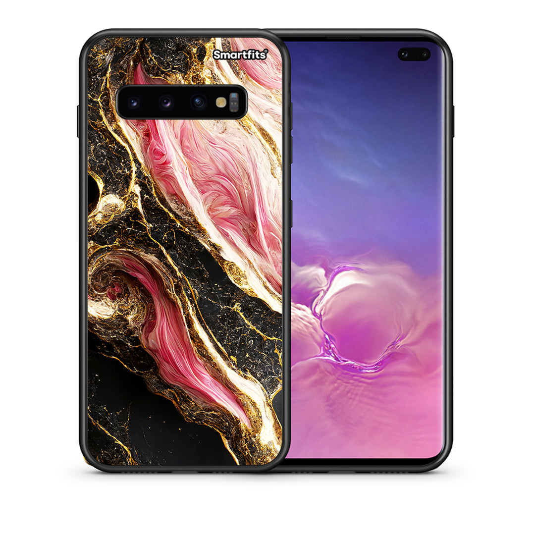 Θήκη Samsung S10+ Glamorous Pink Marble από τη Smartfits με σχέδιο στο πίσω μέρος και μαύρο περίβλημα | Samsung S10+ Glamorous Pink Marble case with colorful back and black bezels