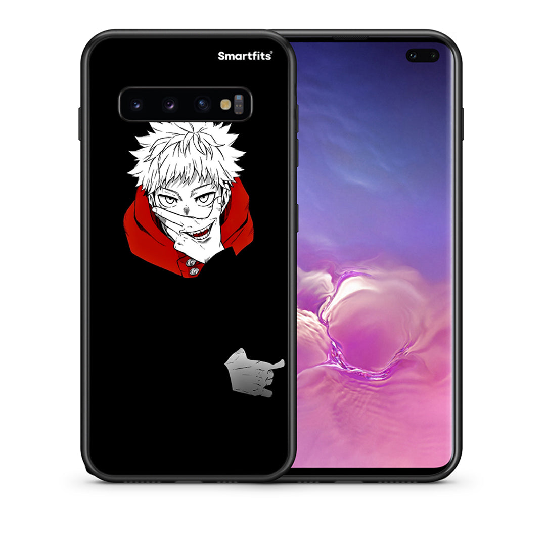 Θήκη Samsung S10+ Itadori Anime από τη Smartfits με σχέδιο στο πίσω μέρος και μαύρο περίβλημα | Samsung S10+ Itadori Anime case with colorful back and black bezels