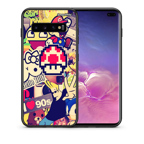 Θήκη Samsung S10+ Love The 90s από τη Smartfits με σχέδιο στο πίσω μέρος και μαύρο περίβλημα | Samsung S10+ Love The 90s case with colorful back and black bezels