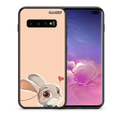 Θήκη Samsung S10+ Nick Wilde And Judy Hopps Love 2 από τη Smartfits με σχέδιο στο πίσω μέρος και μαύρο περίβλημα | Samsung S10+ Nick Wilde And Judy Hopps Love 2 case with colorful back and black bezels