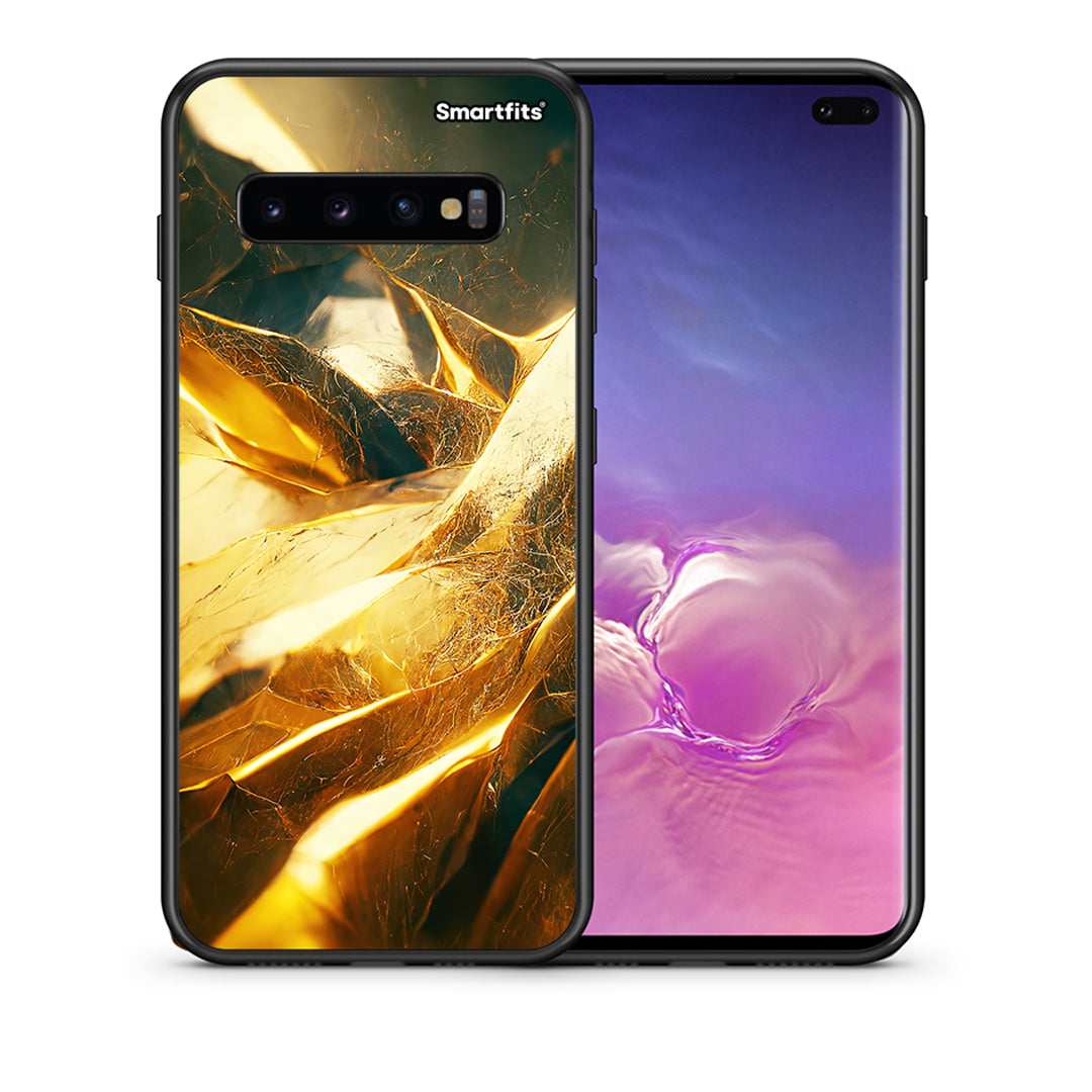 Θήκη Samsung S10+ Real Gold από τη Smartfits με σχέδιο στο πίσω μέρος και μαύρο περίβλημα | Samsung S10+ Real Gold case with colorful back and black bezels