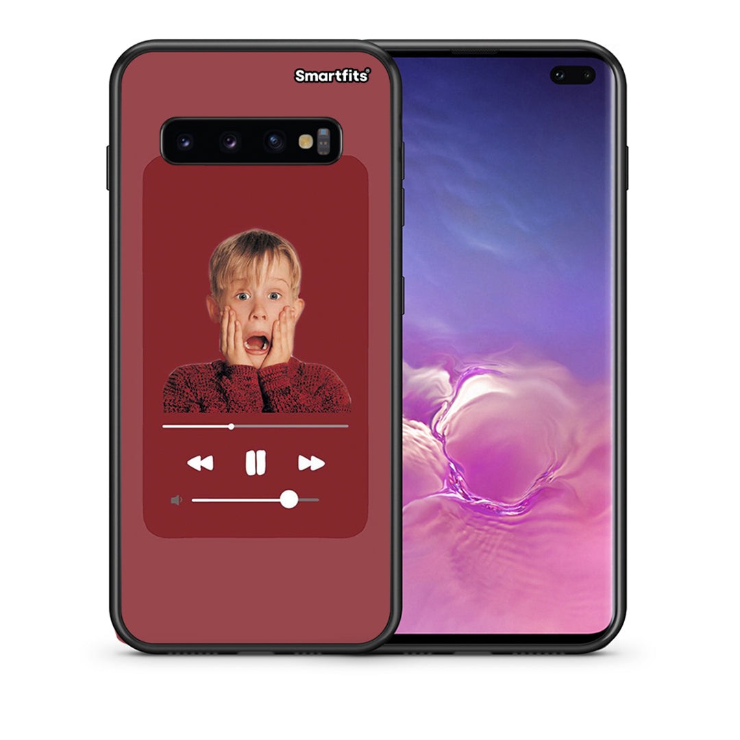 Θήκη Samsung S10+ Xmas Alone Music από τη Smartfits με σχέδιο στο πίσω μέρος και μαύρο περίβλημα | Samsung S10+ Xmas Alone Music case with colorful back and black bezels