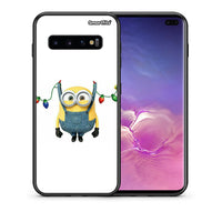 Thumbnail for Θήκη Samsung S10+ Xmas Minion Lights από τη Smartfits με σχέδιο στο πίσω μέρος και μαύρο περίβλημα | Samsung S10+ Xmas Minion Lights case with colorful back and black bezels