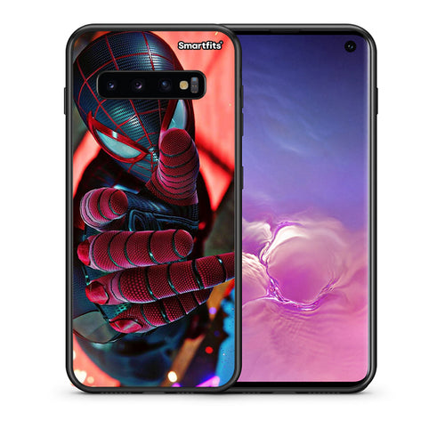 Θήκη Samsung S10 Spider Hand από τη Smartfits με σχέδιο στο πίσω μέρος και μαύρο περίβλημα | Samsung S10 Spider Hand case with colorful back and black bezels