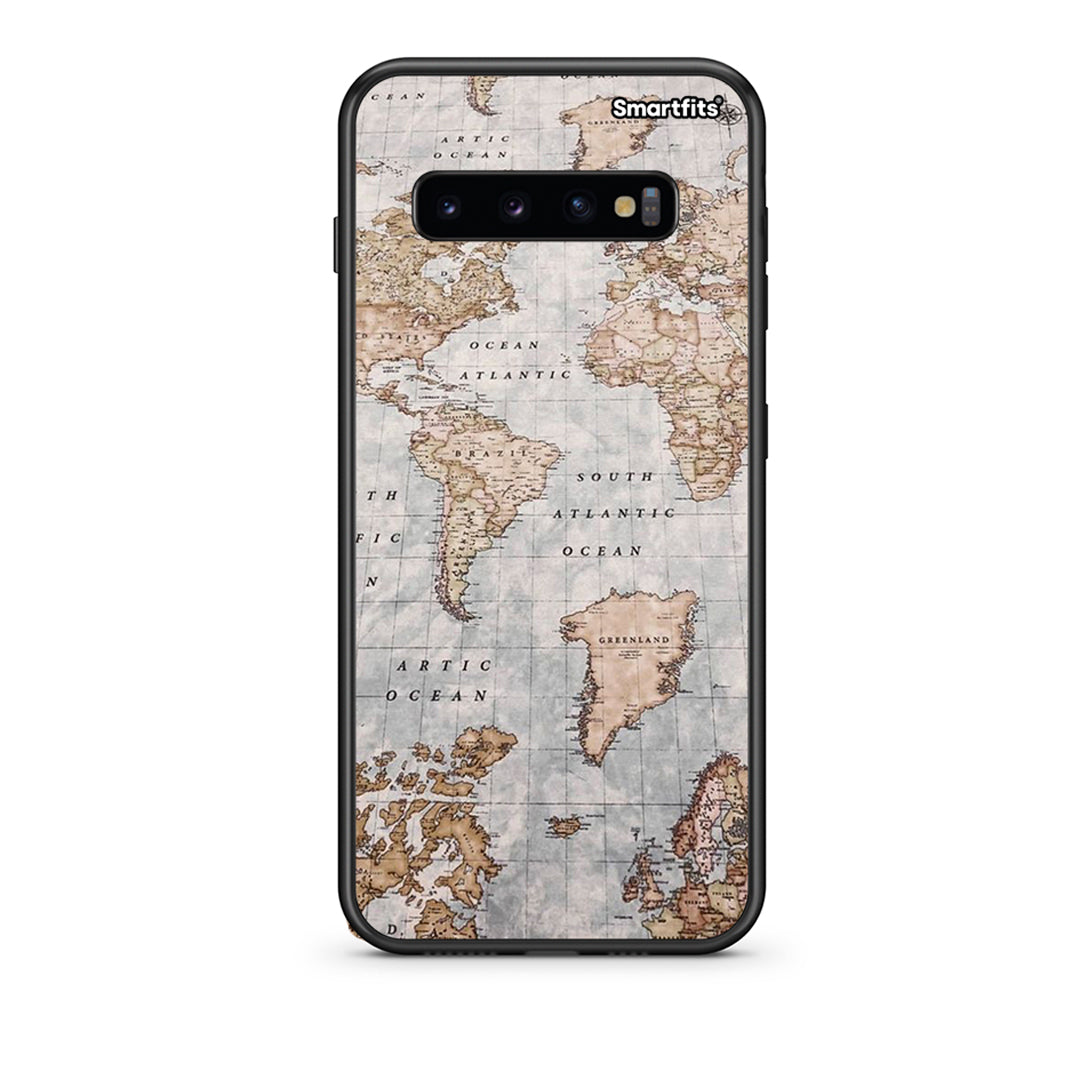 samsung s10 World Map Θήκη από τη Smartfits με σχέδιο στο πίσω μέρος και μαύρο περίβλημα | Smartphone case with colorful back and black bezels by Smartfits