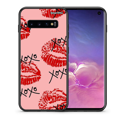 Θήκη Samsung S10 XOXO Lips από τη Smartfits με σχέδιο στο πίσω μέρος και μαύρο περίβλημα | Samsung S10 XOXO Lips case with colorful back and black bezels