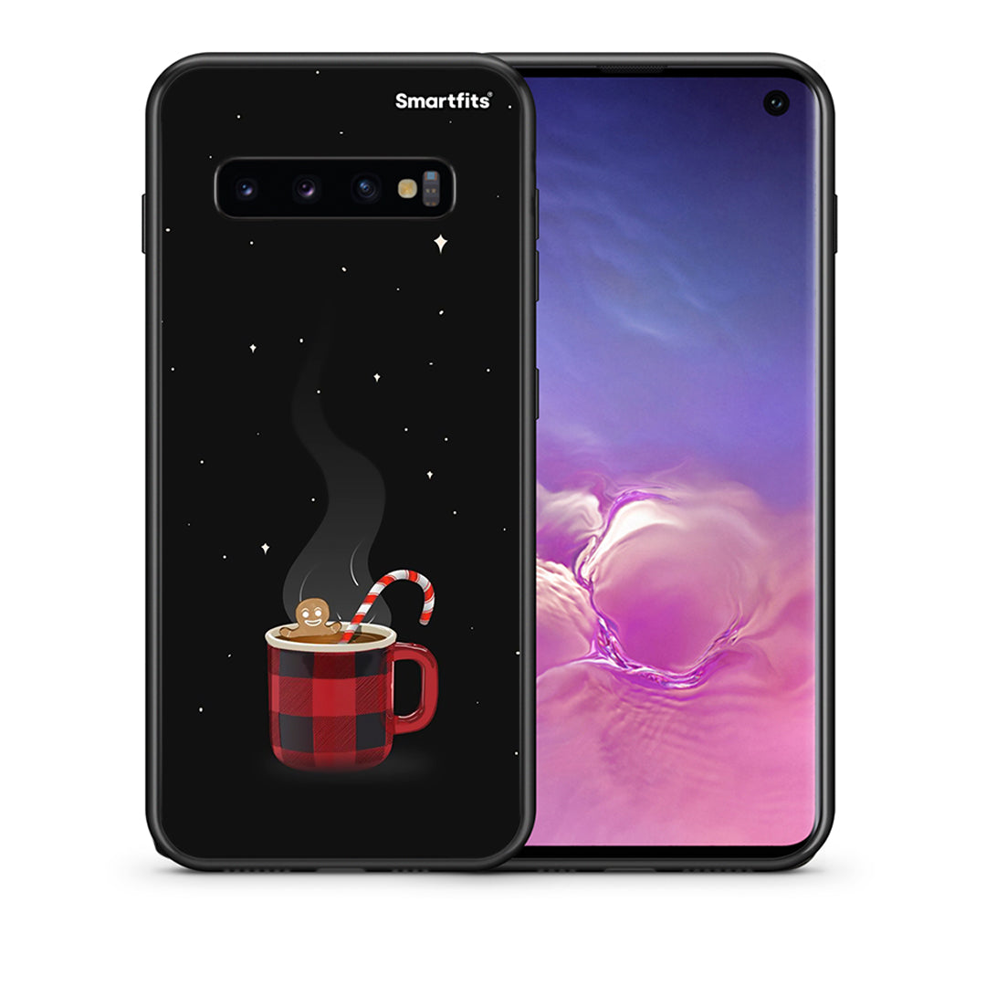 Θήκη Samsung S10 Xmas Bathing από τη Smartfits με σχέδιο στο πίσω μέρος και μαύρο περίβλημα | Samsung S10 Xmas Bathing case with colorful back and black bezels