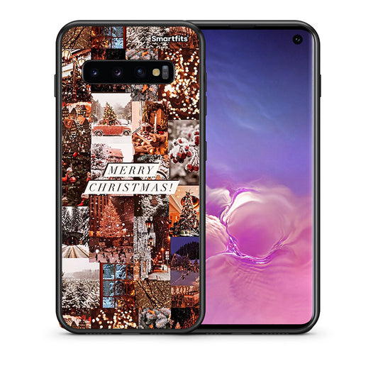 Θήκη Samsung S10 Xmas Collage από τη Smartfits με σχέδιο στο πίσω μέρος και μαύρο περίβλημα | Samsung S10 Xmas Collage case with colorful back and black bezels
