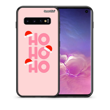 Θήκη Samsung S10 Xmas Ho Ho Ho από τη Smartfits με σχέδιο στο πίσω μέρος και μαύρο περίβλημα | Samsung S10 Xmas Ho Ho Ho case with colorful back and black bezels