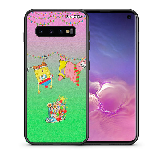Θήκη Samsung S10 Xmas Lights από τη Smartfits με σχέδιο στο πίσω μέρος και μαύρο περίβλημα | Samsung S10 Xmas Lights case with colorful back and black bezels