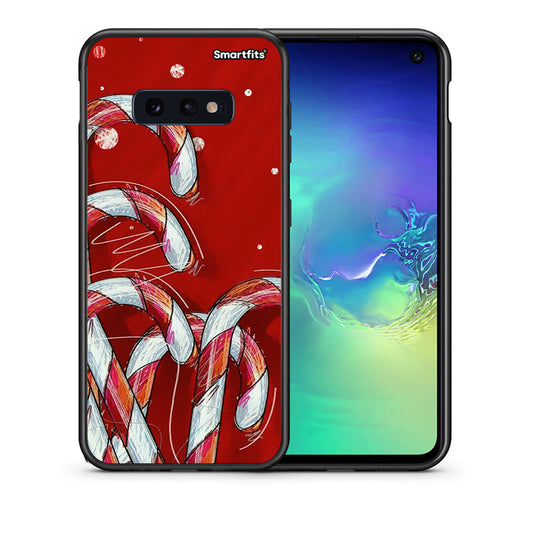 Θήκη Samsung S10e Candy Cane από τη Smartfits με σχέδιο στο πίσω μέρος και μαύρο περίβλημα | Samsung S10e Candy Cane case with colorful back and black bezels