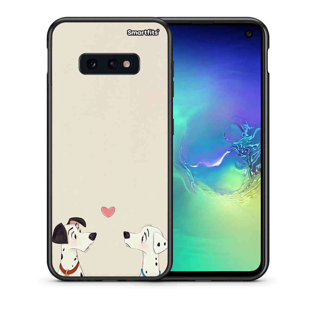 Θήκη Samsung S10e Dalmatians Love από τη Smartfits με σχέδιο στο πίσω μέρος και μαύρο περίβλημα | Samsung S10e Dalmatians Love case with colorful back and black bezels