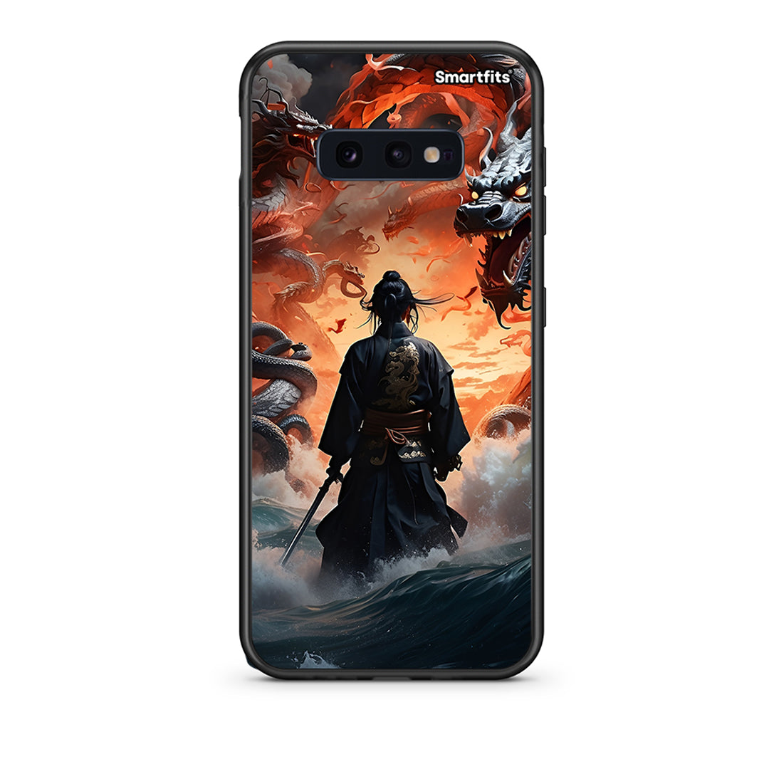 samsung s10e Dragons Fight θήκη από τη Smartfits με σχέδιο στο πίσω μέρος και μαύρο περίβλημα | Smartphone case with colorful back and black bezels by Smartfits